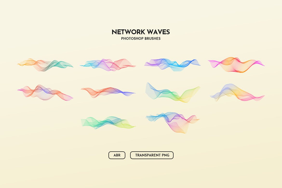 抽象数字网格波纹背景纹理PS笔刷 Digital Grid Waves Photoshop Brushes插图(1)