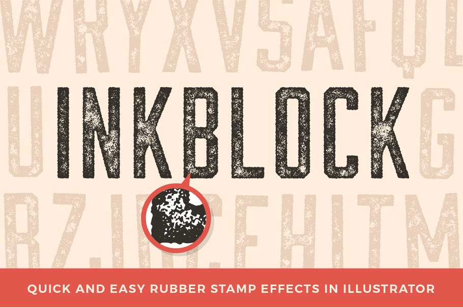 橡皮图章文本特效AI动作 Inkblock – Illustrator Actions插图