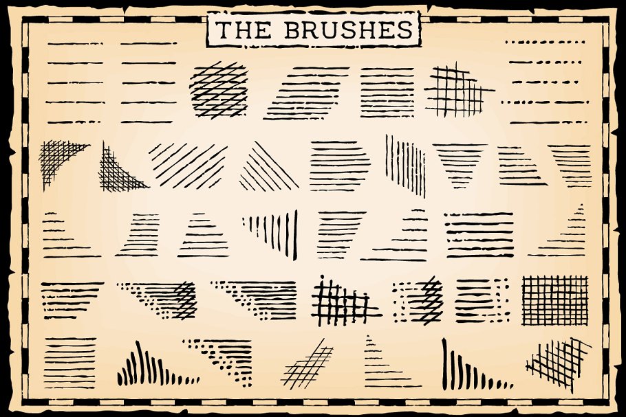 复古圆珠笔&钢笔笔画AI笔刷 Vintage Pen and Ink Brushes插图(1)