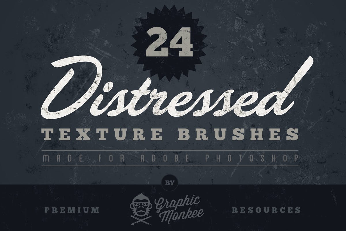 24款仿旧做旧效果纹理图层PS笔刷 24 Distressed Texture Brushes插图