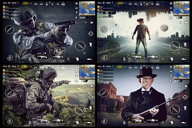 绝地求生游戏玩家战场背景生成PS动作 Player Battlegrounds Photoshop Action PUGB插图(4)