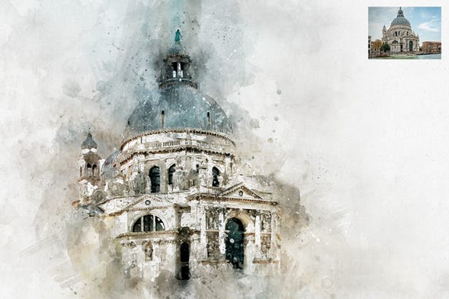 水彩艺术插画照片效果一键生成PS动作 Perfectum 2 – Watercolor Artist Photoshop Action插图(4)