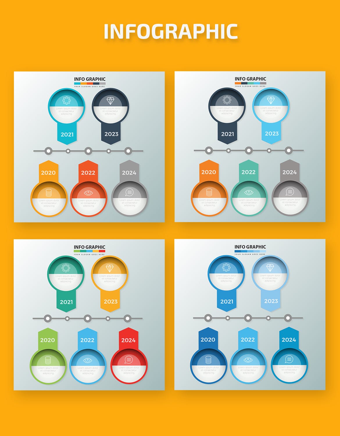 时间轴信息图表设计素材 Timeline Infographic Elements插图(1)