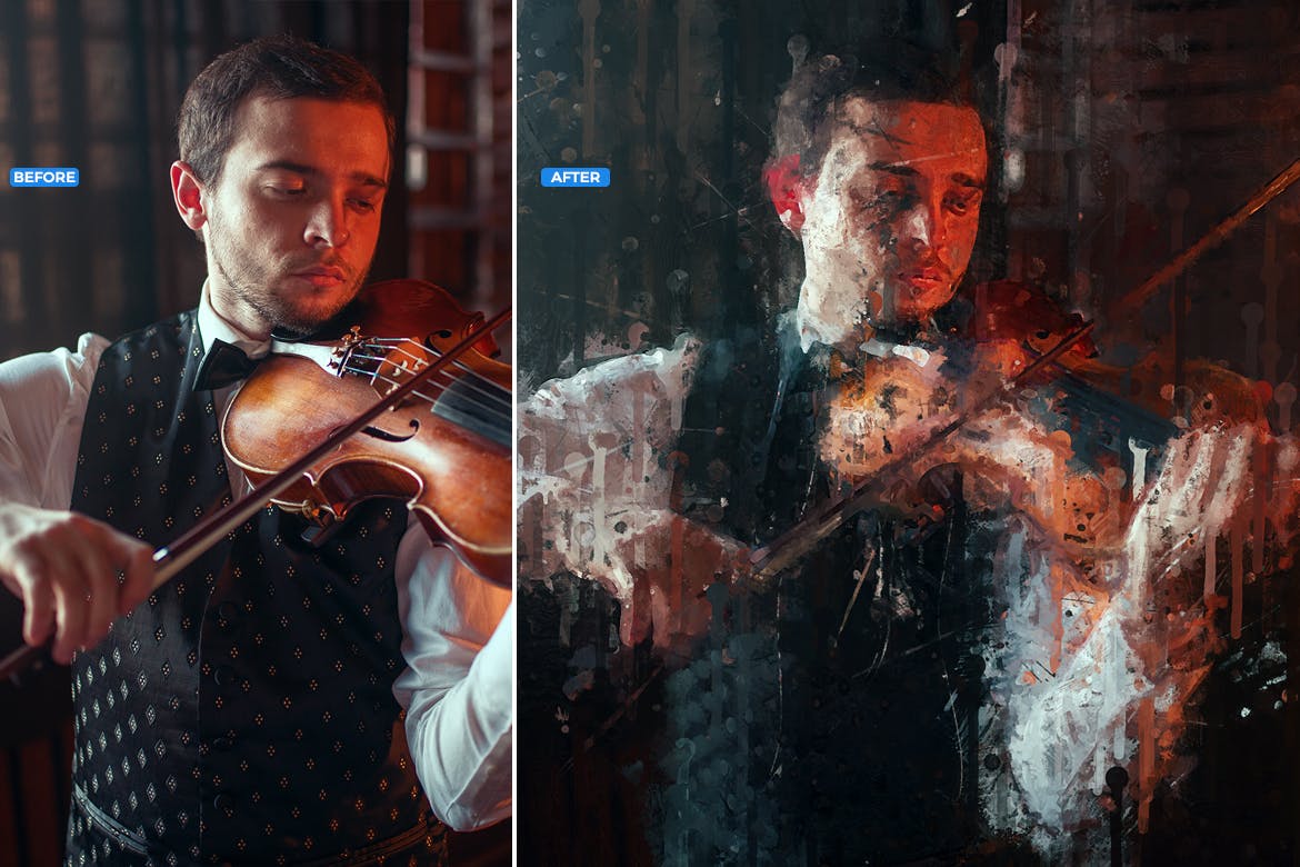 抽象颜料油画效果一键生成PS动作 Painting Photoshop Action插图(5)