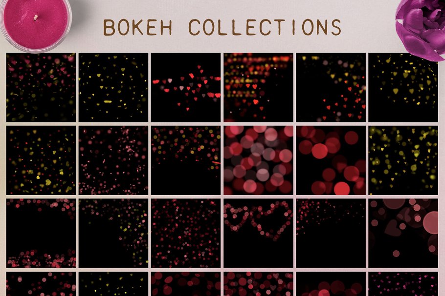 情人节主题适用的背景叠层 Valentine Textures/Overlays Set插图(1)