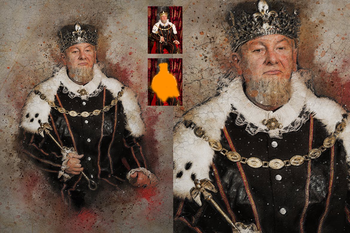 复古素描效果裂纹背景一键生成PS动作 Vintage Sketch Photoshop Action插图(4)