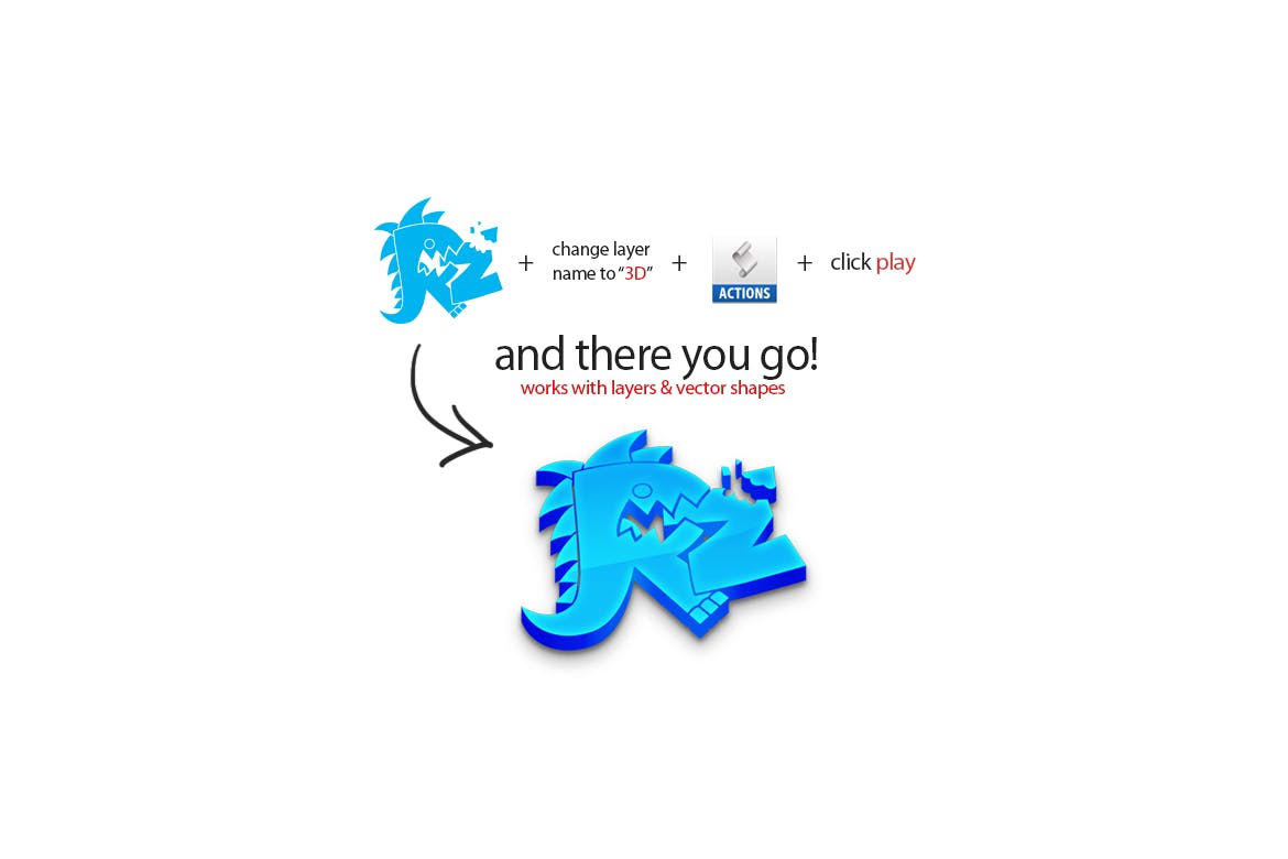 一键添加可爱3D立体效果的photoshop动作图层样式插图(2)