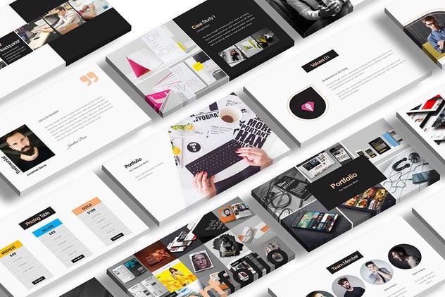 创意互联网产品服务介绍PPT演示文稿模板 Rockefeller Creative Powerpoint Presentation插图(3)