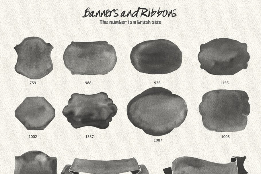 水彩花卉印章PS笔刷 Floral Watercolor PS Stamp Brushes插图(6)