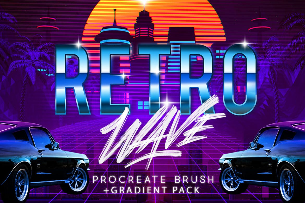 复古海报发光字体特效Procreate笔刷插图