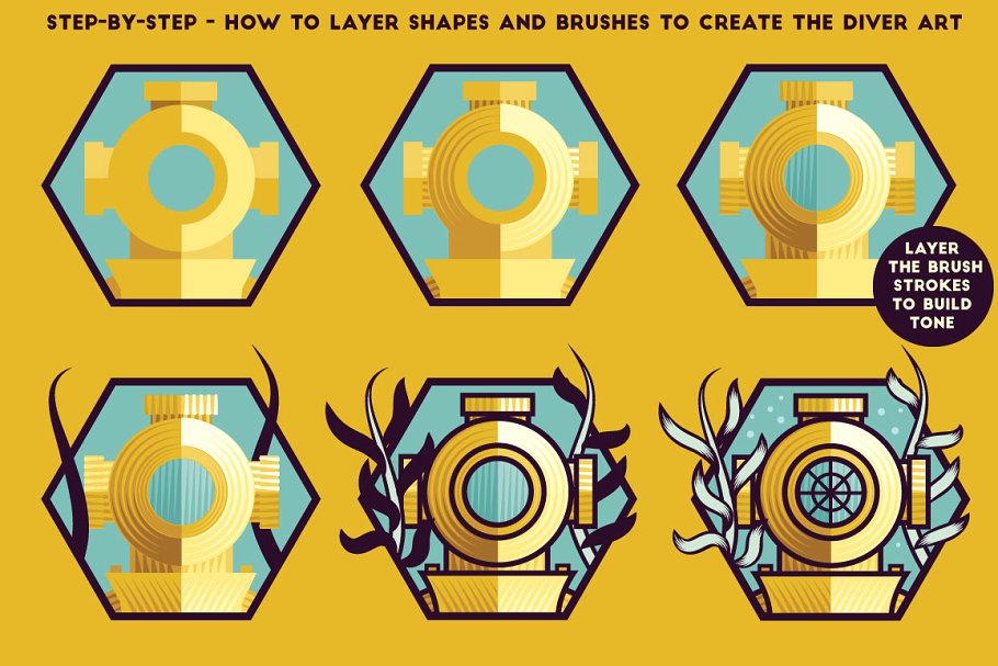 现代木刻纹理AI笔刷 Modern Woodcut Brushes插图(6)