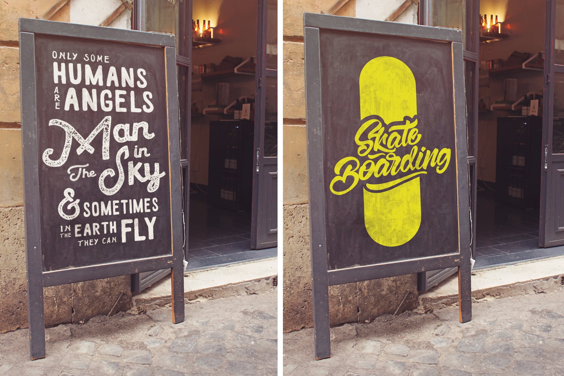 店铺门口黑板手绘告示牌样机模板 Slate Vertical Mockup插图(1)