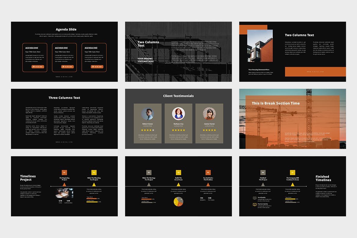 建筑与工程主题Google演示模板素材库精选 Kiniva : Construction & Engineering Google Slides插图(9)