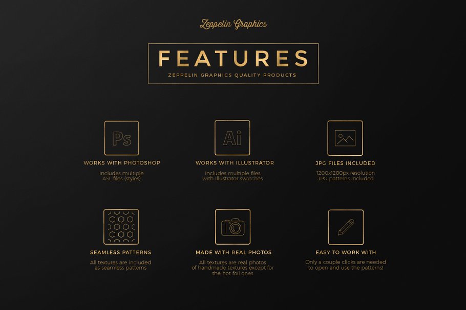 300+金光闪闪金箔图层样式 300+ Gold Glitter Foil Styles插图(16)