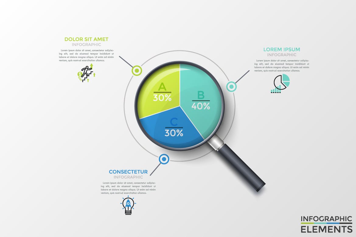 放大镜信息图表图形矢量设计模板 Objectum Infographic: Magnifier插图(1)