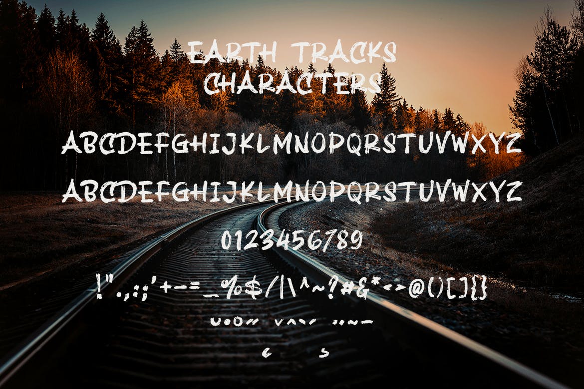 干笔刷纹理英文手写字体素材库精选装饰字体素材库精选 Earth Tracks – Brush Texture Font插图(4)