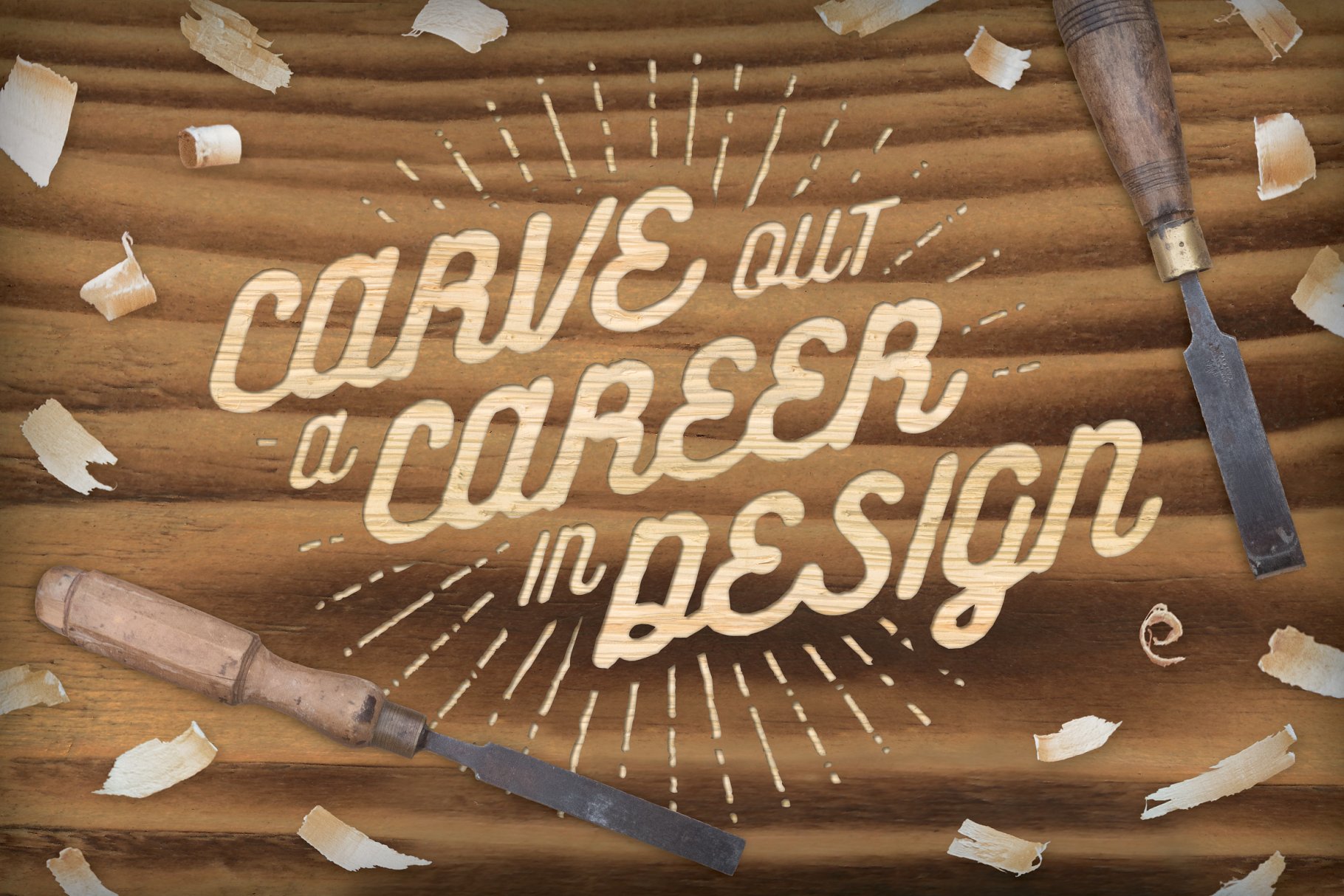 木雕木刻图层样式及木纹背景 The Wood Carver – PS Styles & More插图(1)