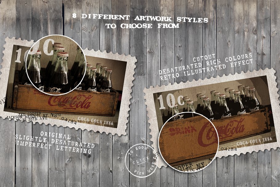 复古邮票印章效果图层样式PSD分层模板 Old Stamping Ground – Smart PSD插图(1)