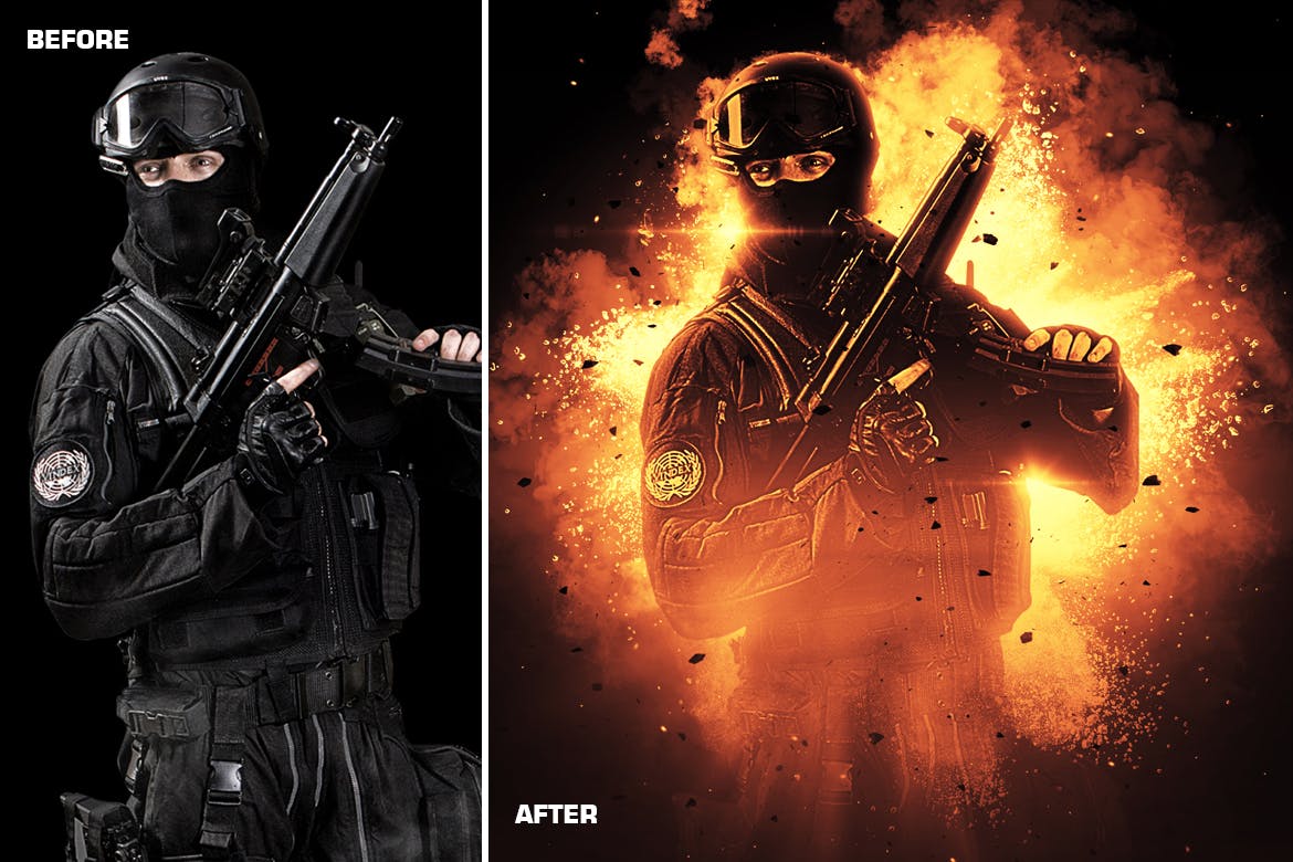 炫酷爆炸粒子特效PS动作下载 Fervent 2 Photoshop Action插图(3)