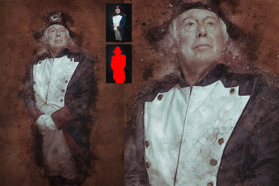 复古素描效果裂纹背景一键生成PS动作 Vintage Sketch Photoshop Action插图(12)