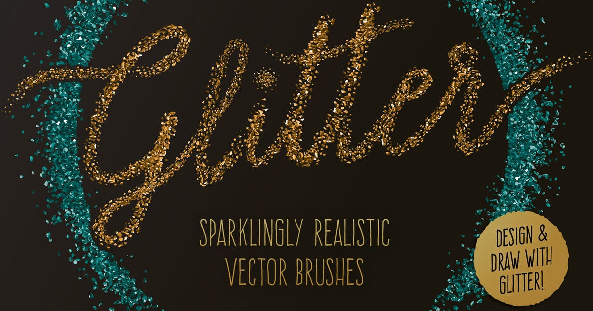 闪粉效果设计AI纹理肌理笔刷 Glitter Brushes插图