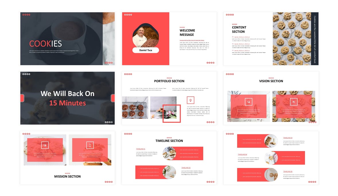 美食品牌宣传/餐饮培训公司适用的Keynote模板 Cookies  – Business Keynote Template插图(1)