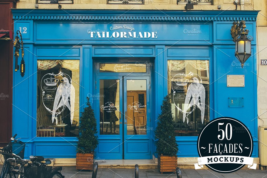 50款各种店铺店招招牌设计展示样机 50 Facades mockups插图