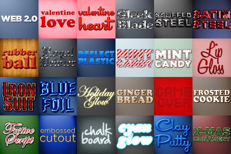 120个经典优质Photoshop图层样式大合集 Photoshop Styles Mega Collection 1插图(4)