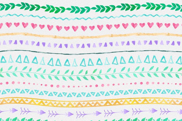 42款水彩花样图案AI笔刷 Watercolor & Black Pattern Brushes插图(1)