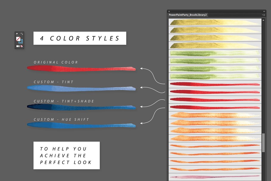 数码绘画设计师必备的270+画笔AI笔刷 Power Paint Illustrator Brushes插图(4)