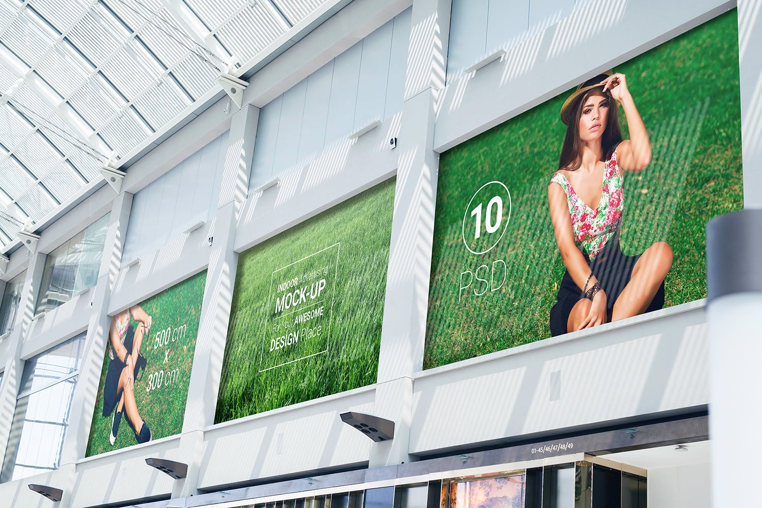 室内广告牌图片效果图样机模板 Indoor Advertising Mock-Up插图(1)