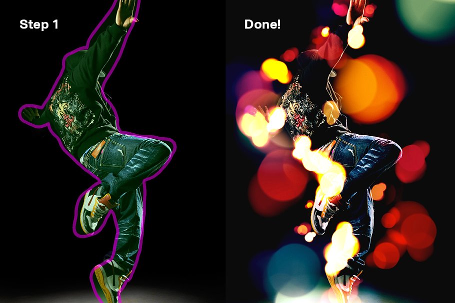 炫酷高光散景特效生成器PS动作 Bokeh Bomb Creation Kit插图(2)