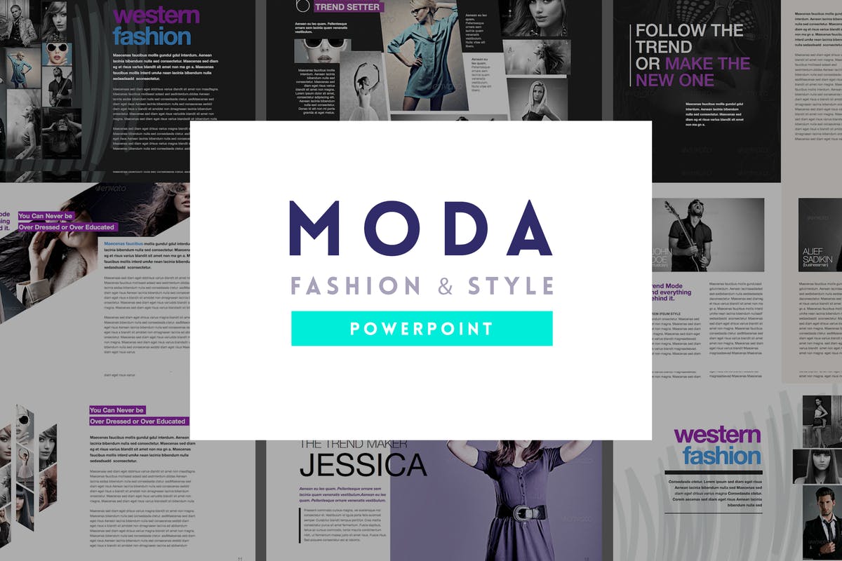 时尚风格PPT幻灯片演示模板下载 Moda – Fashion & Style Powerpoint Template插图