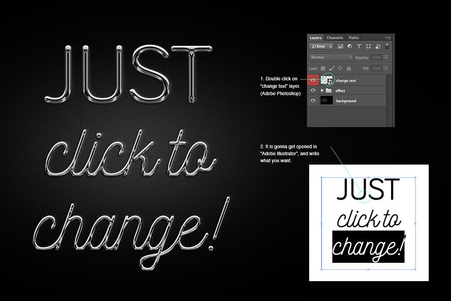 Chrome 字体文本特效 Chrome text effect插图(2)