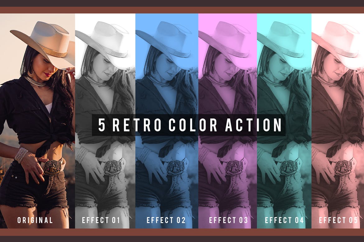 5种复古照片颜色特效滤镜素材库精选PS动作 5 Retro Color Action插图(1)