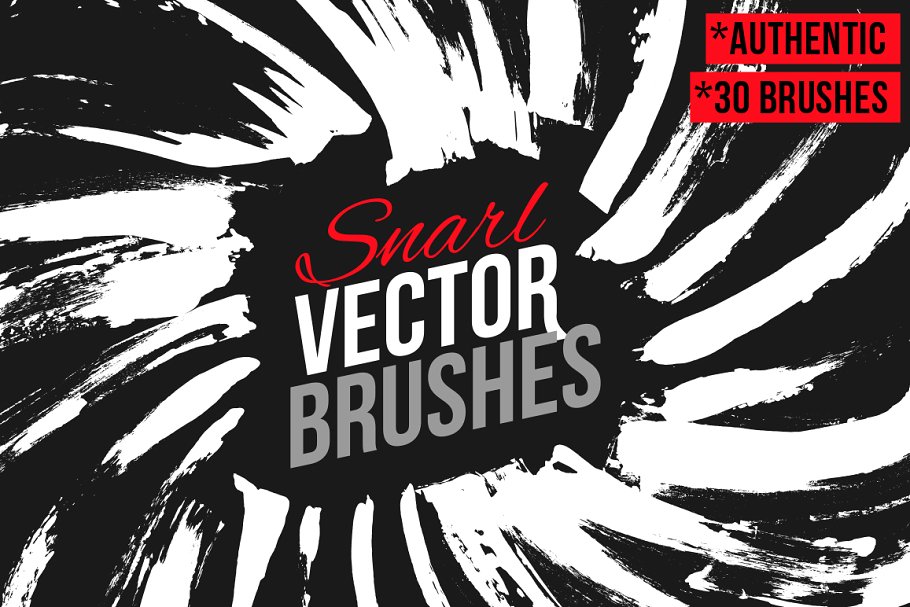 淋漓洋洋洒洒苍劲有力画笔笔画AI笔刷 Snarl Vector Brushes插图