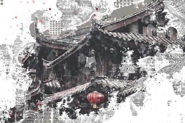 怀旧复古做旧混合艺术效果生成PS动作 Editorial Mixed Media FX Photoshop Add-On插图(3)