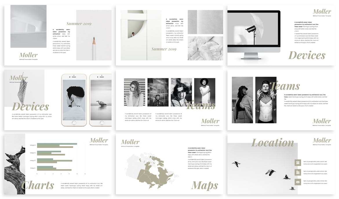 极简Lookbook设计风格素材库精选谷歌演示模板 Moller – Lookbook Google Slide Template插图(3)