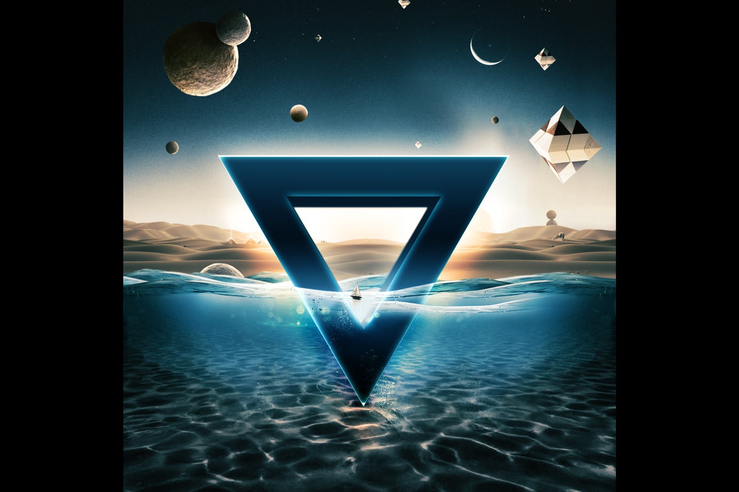 炫酷3D立体水面漂浮文字样式PSD分层模板 Underwater Text Logo Effect插图(1)