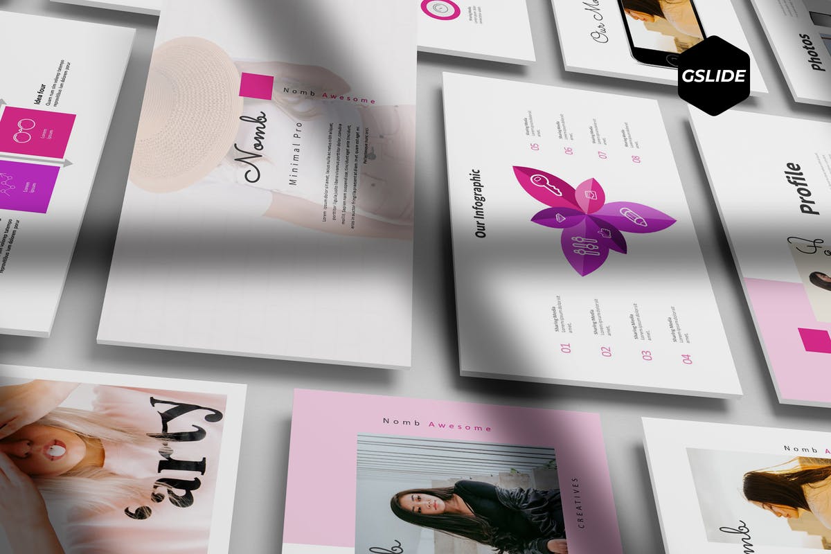 女性品牌文案策划Google Slide幻灯片素材 Nomb – Google Slide Template插图