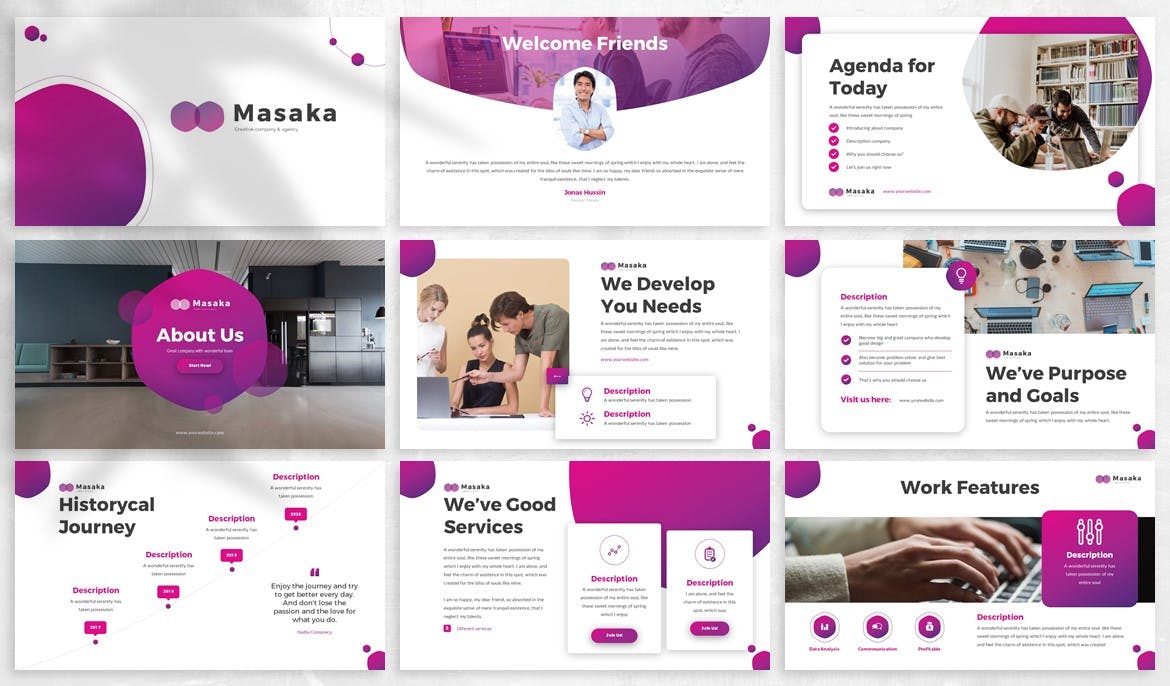 创意设计服务公司业务介绍PPT幻灯片模板 Masaka – Creative Powerpoint Template插图(1)