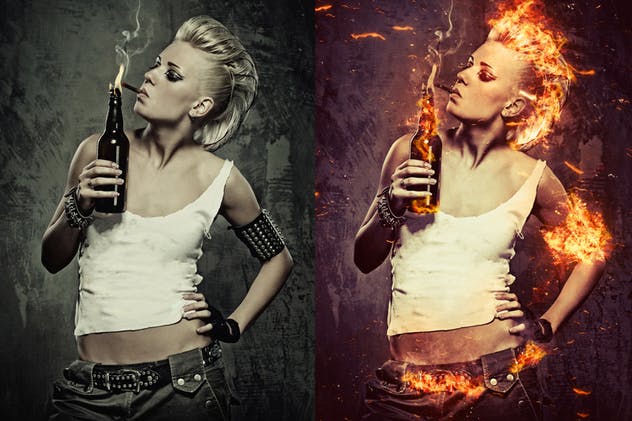 炫酷逼真火焰装饰效果PS动作 Fire Photoshop Action插图(5)