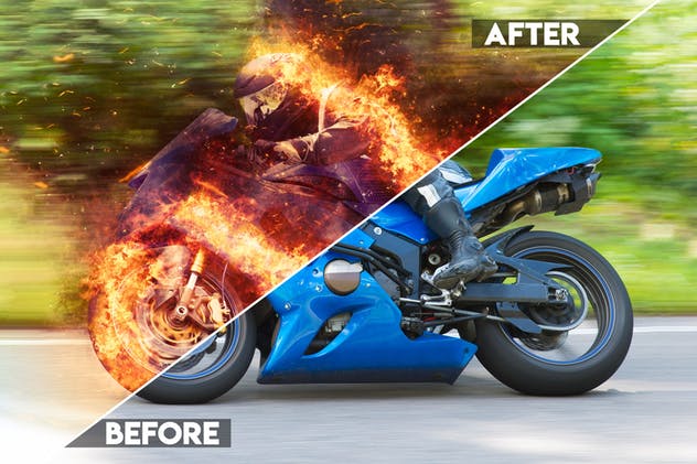 炫酷逼真火焰装饰效果PS动作 Fire Photoshop Action插图(2)