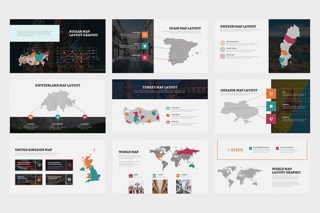 欧洲地区矢量地图PPT幻灯片模板素材 Eurove : Europe Region Vector Map Powerpoint插图(9)