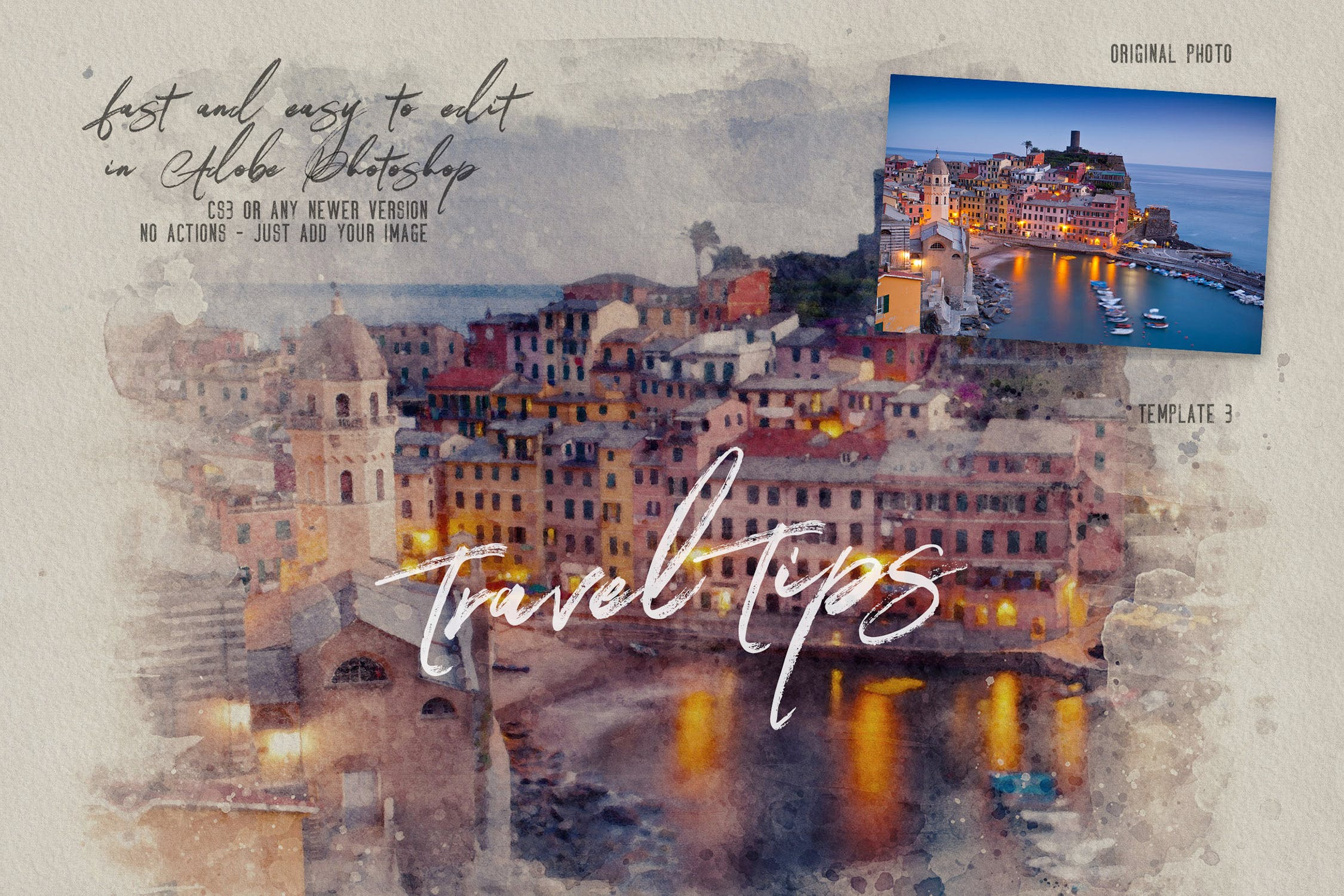 超级水彩画创作生成PS水彩效果PSD分层模板3 The Ultimate Watercolor Creator 3插图(2)