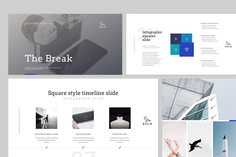 125+页创意 Keynote 幻灯片模板（内含450枚图标+50个信息图表） RAVEN Keynote Presentation Template插图(5)