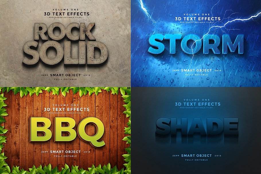 3D 文本图层样式合集 3D Text Effects Vol.2插图(1)