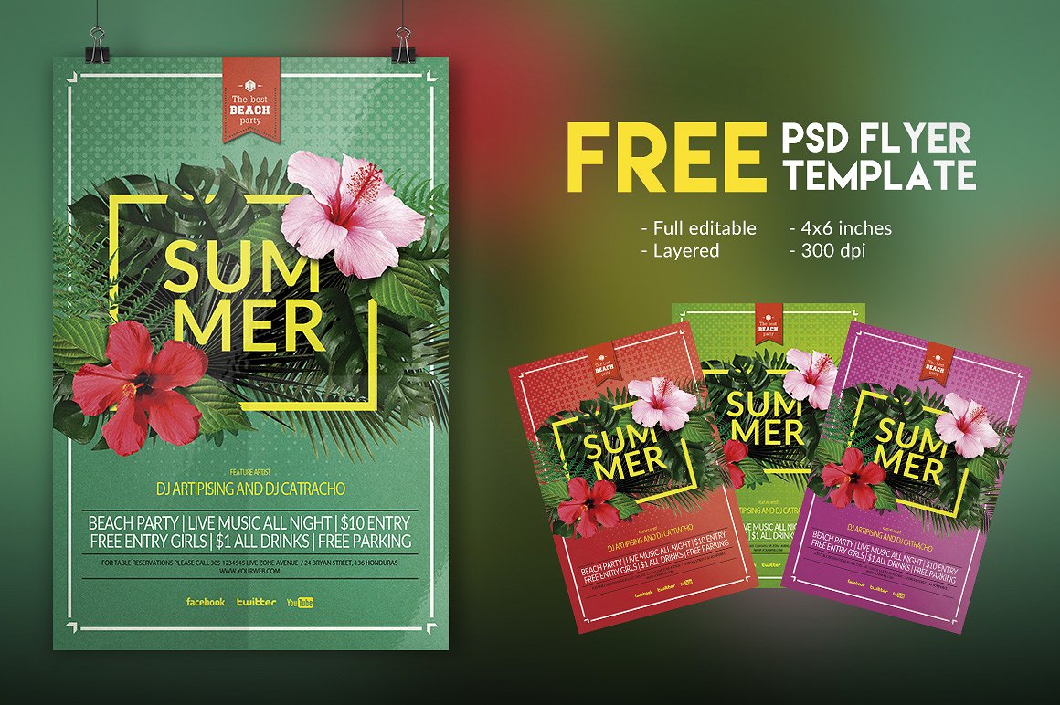 素材库下午茶：夏季鲜花主题的PPT&海报模版套装下载[PPTX,PSD]插图(1)