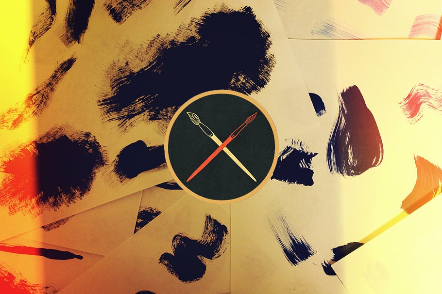 150手工画笔笔画笔迹PS笔刷 150 Handcrafted Acrylic Brushes插图