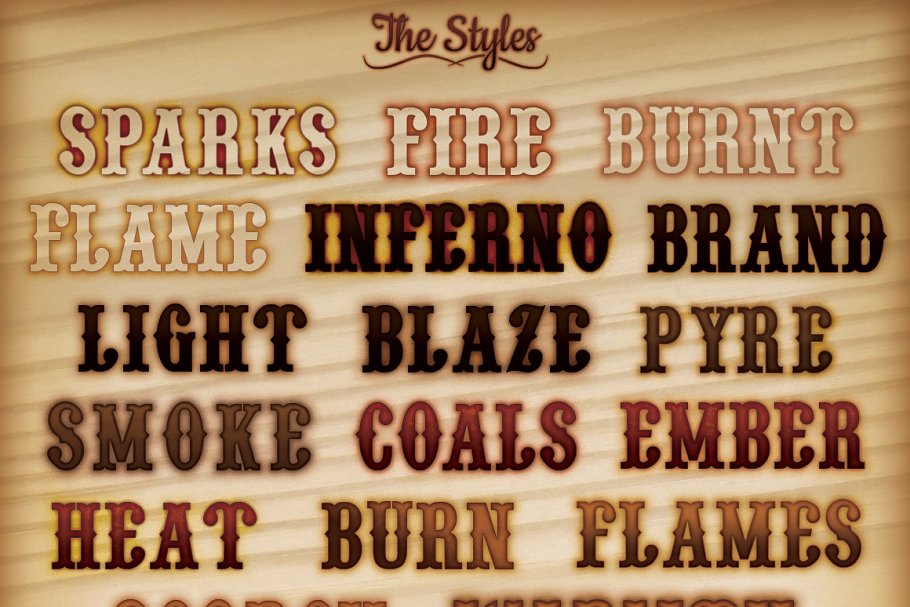 烧焦木板纸张效果图层样式 The Photoshop Pyrography Pack插图(1)